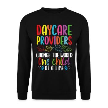 Daycare Provider at a Time Childcare Teacher - Unisex Sweatshirt - black - Front - Alina (178cm) & Michal (187cm)
