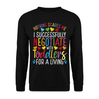 Enseignante en garde d’enfants avec fournisseur de garderie pour tout-petits - Sweat-shirt Unisexe - noir - Devant - Alina (178cm) & Michal (187cm)