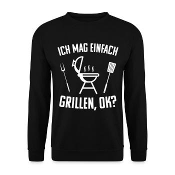 Grill Grillen Lustiger Spruch - Unisex Pullover - Schwarz - Vorne - Alina (178cm) & Michal (187cm)