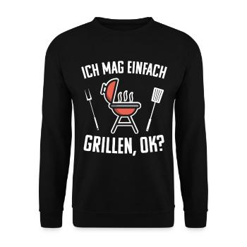Grill Grillen Humorvoller Spruch - Unisex Pullover - Schwarz - Vorne - Alina (178cm) & Michal (187cm)