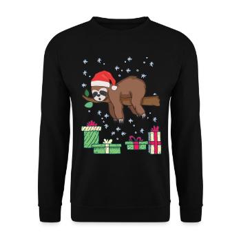 Paresseux de Noël - Sweat-shirt Unisexe - noir - Devant - Alina (178cm) & Michal (187cm)