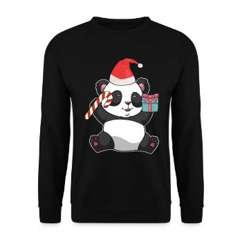 Panda de Noël - Sweat-shirt Unisexe - noir - Devant - Alina (178cm) & Michal (187cm)