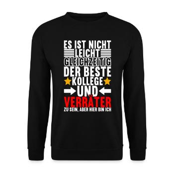 Abschiedsgeschenk Jobwechsel Kollege - Unisex Pullover - Schwarz - Vorne - Alina (178cm) & Michal (187cm)