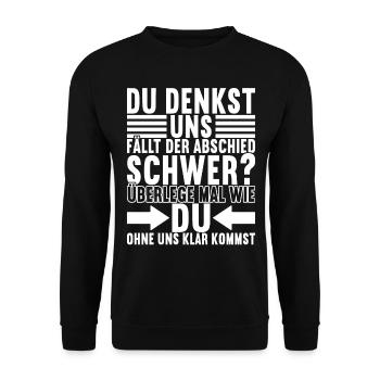 Abschiedsgeschenk Jobwechsel Kollege - Unisex Pullover - Schwarz - Vorne - Alina (178cm) & Michal (187cm)