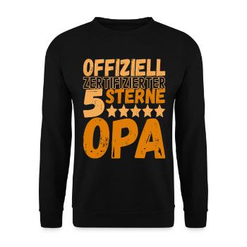 Opa Großvater - Unisex Pullover - Schwarz - Vorne - Alina (178cm) & Michal (187cm)