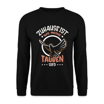 Zuhause ist wo meine Tauben sind - Unisex Pullover - Schwarz - Vorne - Alina (178cm) & Michal (187cm)