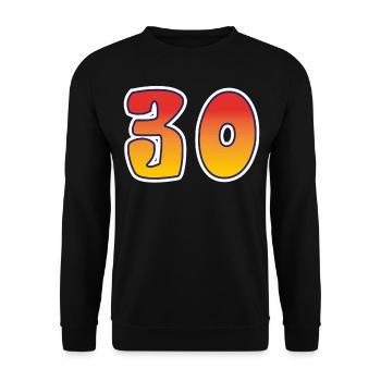 Zahl 30 Rot - Oranges Design - Unisex Pullover - Schwarz - Vorne - Alina (178cm) & Michal (187cm)