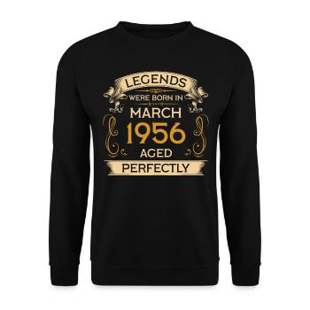 Geburtstag Legends Were Born in März 1956 - Unisex Pullover - Schwarz - Vorne - Alina (178cm) & Michal (187cm)