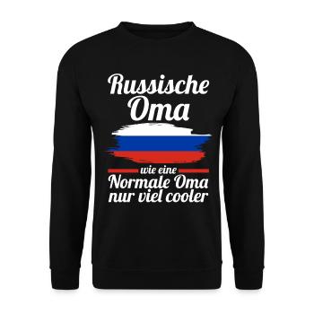 Russin Russische Oma Russland - Unisex Pullover - Schwarz - Vorne - Alina (178cm) & Michal (187cm)