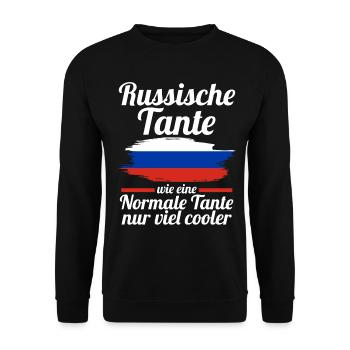 Russin Tante Russland - Unisex Pullover - Schwarz - Vorne - Alina (178cm) & Michal (187cm)