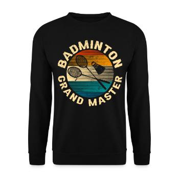 Cool Retro Crossing Rackets Badminton Grand Master - Unisex Pullover - Schwarz - Vorne - Alina (178cm) & Michal (187cm)