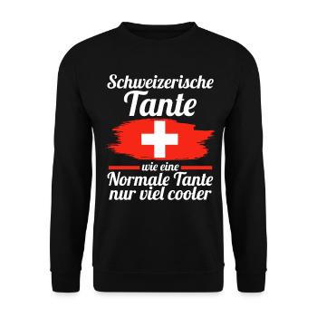Schweizerin Tante Schweiz - Unisex Pullover - Schwarz - Vorne - Alina (178cm) & Michal (187cm)