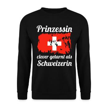 Prinzessin Schweizer Schweiz - Unisex Pullover - Schwarz - Vorne - Alina (178cm) & Michal (187cm)