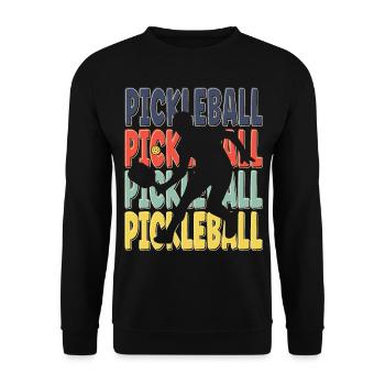 Cool Retro Text Silhouette Pickleball - Unisex Sweatshirt - black - Front - Alina (178cm) & Michal (187cm)