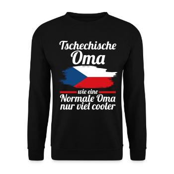 Tschechin Tschechische Oma Tschechien - Unisex Pullover - Schwarz - Vorne - Alina (178cm) & Michal (187cm)