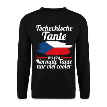 Tschechin Tante Tschechien - Unisex Pullover - Schwarz - Vorne - Alina (178cm) & Michal (187cm)