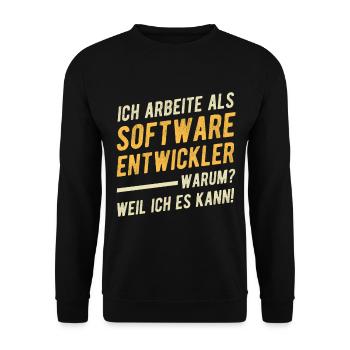 Software Entwickler Spruch Geschenkidee - Unisex Pullover - Schwarz - Vorne - Alina (178cm) & Michal (187cm)