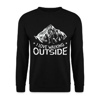 I Love Walking Outside Outdoor Mountain Hiking - Unisex Sweatshirt - black - Front - Alina (178cm) & Michal (187cm)