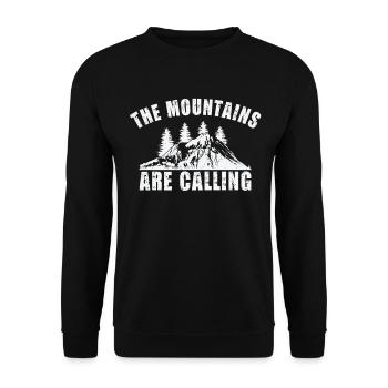 The Mountains are Calling Outdoor Berge Wandern - Unisex Pullover - Schwarz - Vorne - Alina (178cm) & Michal (187cm)