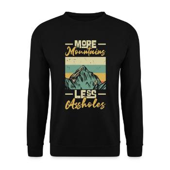 More Mountains Less Assholes Berge Wandern - Unisex Pullover - Schwarz - Vorne - Alina (178cm) & Michal (187cm)