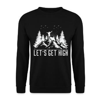 Let's Get High Wandern Berge Wanderer Outdoor Sort - Unisex Pullover - Schwarz - Vorne - Alina (178cm) & Michal (187cm)