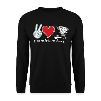 Storm Chaser Hurricane Meteorology - Unisex Pullover - Schwarz - Vorne - Alina (178cm) & Michal (187cm)