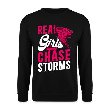 Storm Chaser Hurricane Meteorology - Unisex Pullover - Schwarz - Vorne - Alina (178cm) & Michal (187cm)