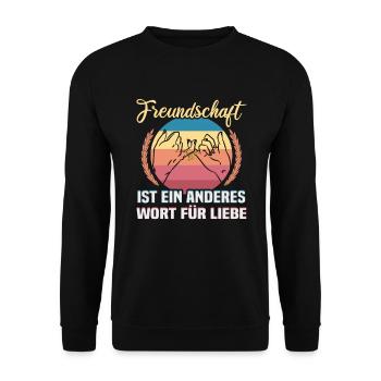 Freundschafts Geschenk für guten Freund - Unisex Pullover - Schwarz - Vorne - Alina (178cm) & Michal (187cm)