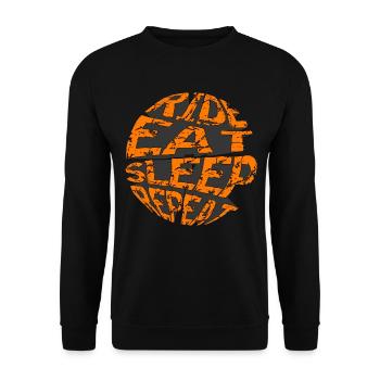 RIDE EAT SLEEP REPEAT RETRO MOUNTAINBIKE - Unisex Sweatshirt - black - Front - Alina (178cm) & Michal (187cm)