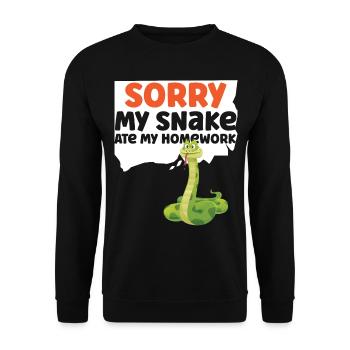 Serpent Serpent Désolé Mon Serpent a mangé - Sweat-shirt Unisexe - noir - Devant - Alina (178cm) & Michal (187cm)