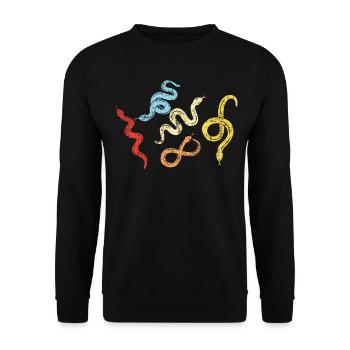 Snake Serpent Retro Vintage - Unisex Pullover - Schwarz - Vorne - Alina (178cm) & Michal (187cm)