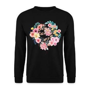 Snake Serpent Flower Floral - Unisex Sweatshirt - black - Front - Alina (178cm) & Michal (187cm)