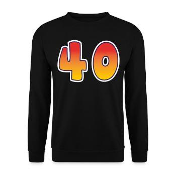 Zahl 40 Rot - Oranges Design - Unisex Pullover - Schwarz - Vorne - Alina (178cm) & Michal (187cm)