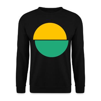 Geteilter Kreise Gelbes Und Grünes Design - Unisex Pullover - Schwarz - Vorne - Alina (178cm) & Michal (187cm)