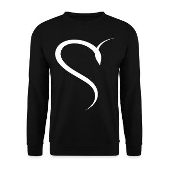 Simples Halbes Weises Herz - Unisex Pullover - Schwarz - Vorne - Alina (178cm) & Michal (187cm)
