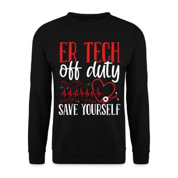 ER Nurse off Duty Nursing ER Emergency Room Nurse - Unisex Sweatshirt - black - Front - Alina (178cm) & Michal (187cm)