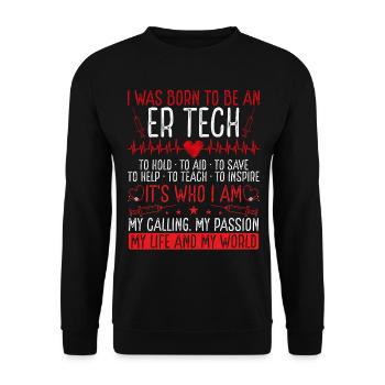 Infirmière de salle d’urgence Née pour être technicienne d’urgence - Sweat-shirt Unisexe - noir - Devant - Alina (178cm) & Michal (187cm)