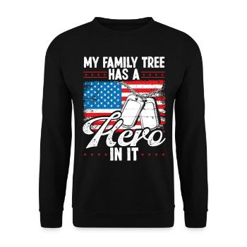 L’arbre généalogique de la Journée des anciens combattants a le drapeau américain Hero - Sweat-shirt Unisexe - noir - Devant - Alina (178cm) & Michal (187cm)