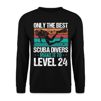 24 Scuba Diving Level 24 Year Diver Snorkeling - Unisex Pullover - Schwarz - Vorne - Alina (178cm) & Michal (187cm)