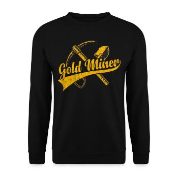 Goldene Plakette Mit Crossing Picke Gold Digger - Unisex Pullover - Schwarz - Vorne - Alina (178cm) & Michal (187cm)
