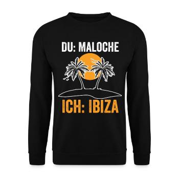 Du Maloche ich Ibiza - Unisex Pullover - Schwarz - Vorne - Alina (178cm) & Michal (187cm)