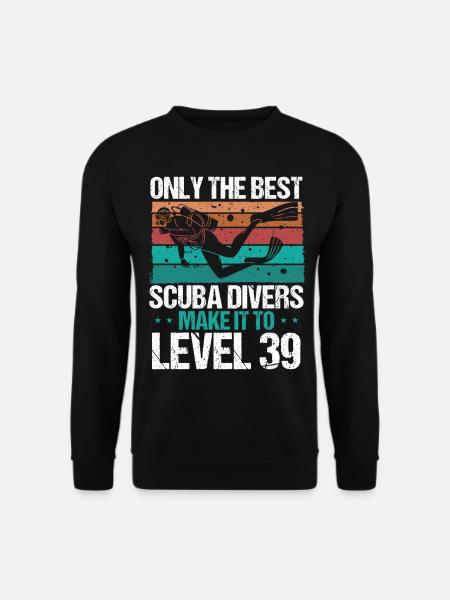 39 Scuba Diving Level 39 Year Diver Snorkeling - Unisex Pullover - Schwarz