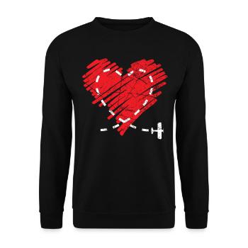 Airplane Pilot Fly Heart Destination I Gift - Unisex Sweatshirt - black - Front - Alina (178cm) & Michal (187cm)