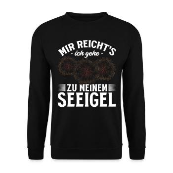 Seeigel I Mir Reicht's Ich Gehe Zu Meinem Seeigel - Unisex Pullover - Schwarz - Vorne - Alina (178cm) & Michal (187cm)