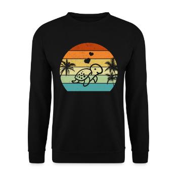 Turtle Sunset Sea Turtle Lover Cute - Unisex Sweatshirt - black - Front - Alina (178cm) & Michal (187cm)