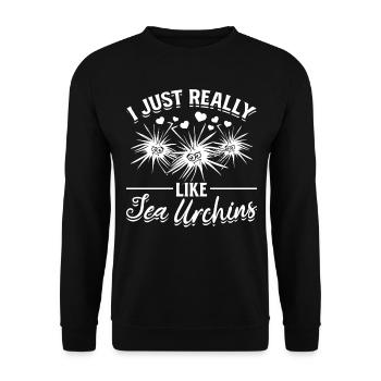 Funny sea urchin lover - I like sea urchins - Unisex Sweatshirt - black - Front - Alina (178cm) & Michal (187cm)