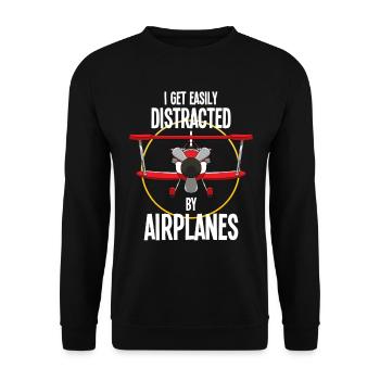 Airplane Pilot Flying Distracted I Gift - Unisex Sweatshirt - black - Front - Alina (178cm) & Michal (187cm)