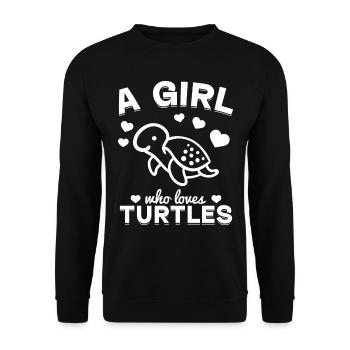 Sea Turtle Lover - A girl who has turtles - Unisex Sweatshirt - black - Front - Alina (178cm) & Michal (187cm)