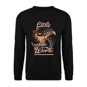 Liebe ohne Worte Schäferhund - Unisex Pullover - Schwarz - Vorne - Alina (178cm) & Michal (187cm)
