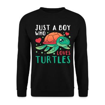 Sea Turtle Lover Sweet Turtle I - Unisex Sweatshirt - black - Front - Alina (178cm) & Michal (187cm)